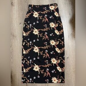 Y2K Effeci Midi Skirt Dark Florals Asian Inspired Fairy Grunge Forest Small